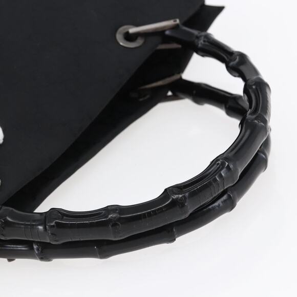 GUCCI GG Canvas Bamboo Hand Bag Nylon Black Silver 002 002 - Picture 7 of 13